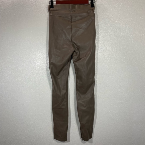 Zara Faux Leather High Waisted Leggings Taupe size XS - Picture 6 of 12